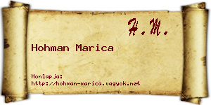 Hohman Marica névjegykártya